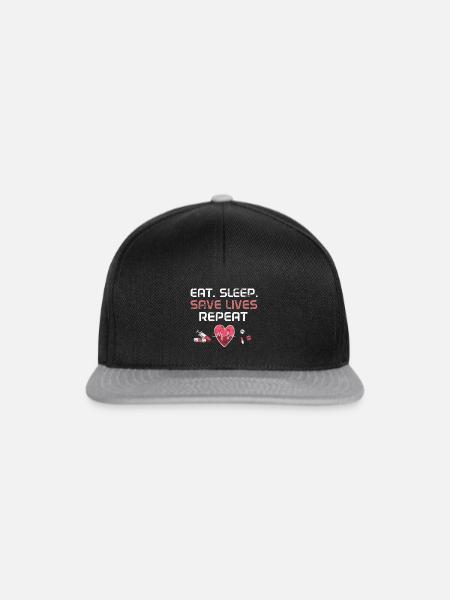 Eat Sleep Save Lives Wiederholung - Snapback Cap - Schwarz/Grau