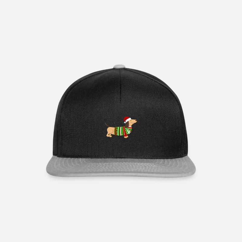 Weihnachten Dackel Dachshund Geschenkidee - Snapback Cap - Schwarz/Grau