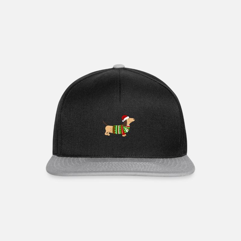 Weihnachtshund Weihnachten Dackel Hund Geschenk - Snapback Cap - Schwarz/Grau