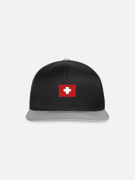 Schweiz Schweizer Flagge - Snapback Cap - Schwarz/Grau