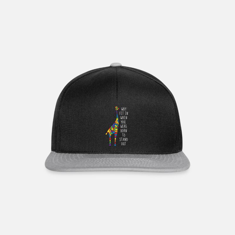 Autism Giraffe Autism Gift - Snapback Cap - black/grey