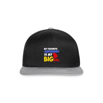 Mein Lieblingssuperheld ist My Big Brother - Snapback Cap - Schwarz/Grau - Vorne