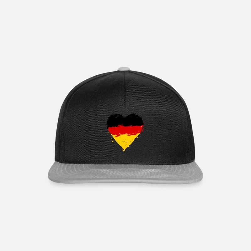 Germany flag heart - Snapback Cap - black/grey