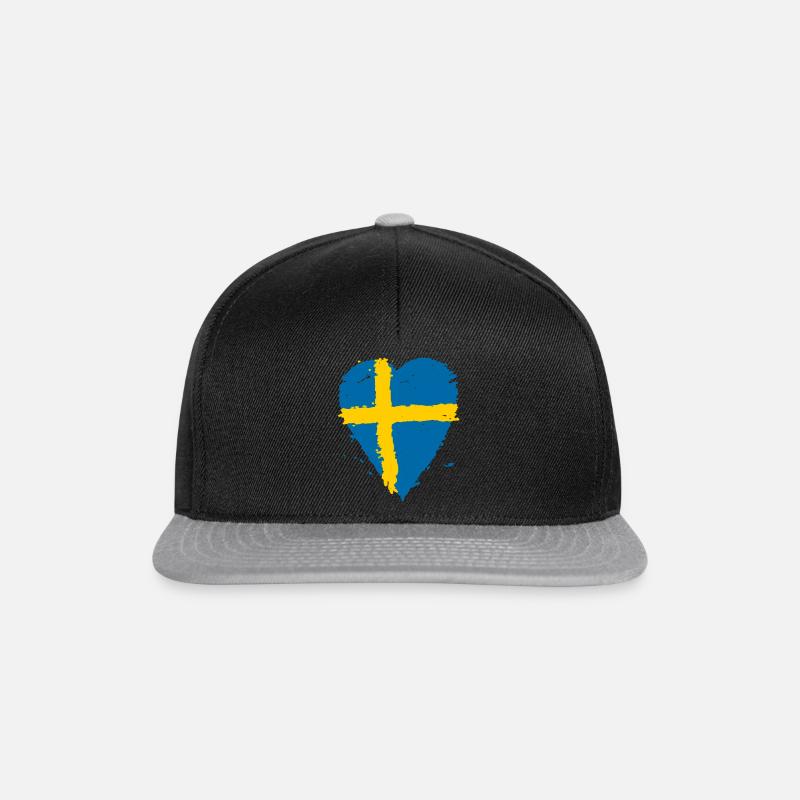 Coeur drapeau Suède - Casquette snapback - noir/gris