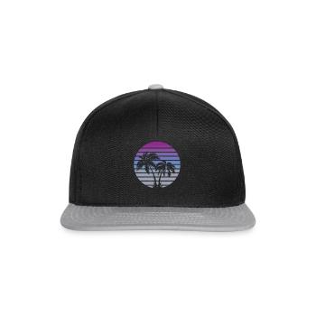 80s miami style beach palms - Snapback Cap - black/grey - Front