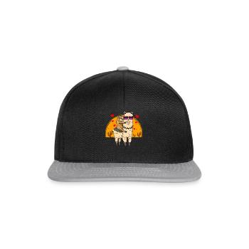 Faultierreiten Lama Cute Fluffy Lama & Sleepy Sloth - Snapback Cap - Schwarz/Grau - Vorne