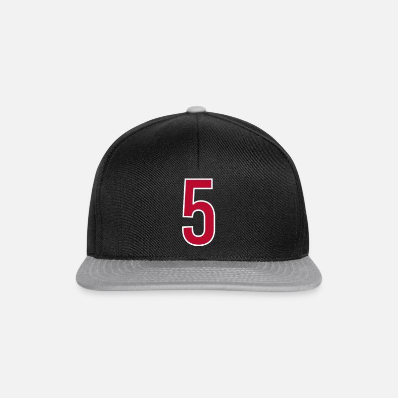 Zahl 5 Nummer Fünf - Snapback Cap - Schwarz/Grau