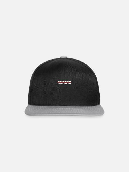 du hast Recht ich habe meine Ruhe - Snapback Cap - Schwarz/Grau