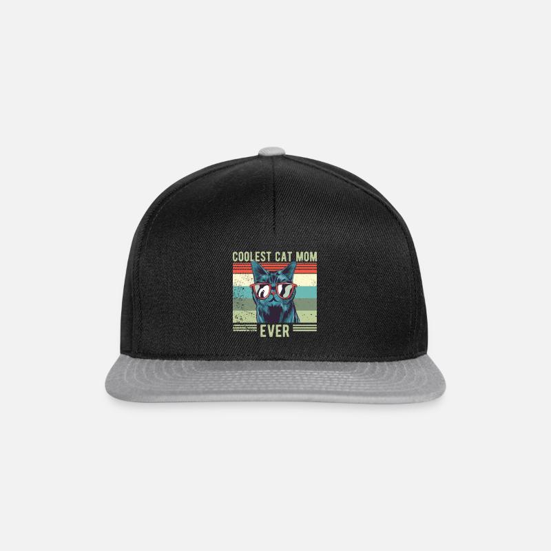 Katze COOLEST CAT MOM retro vintage - Snapback Cap - Schwarz/Grau
