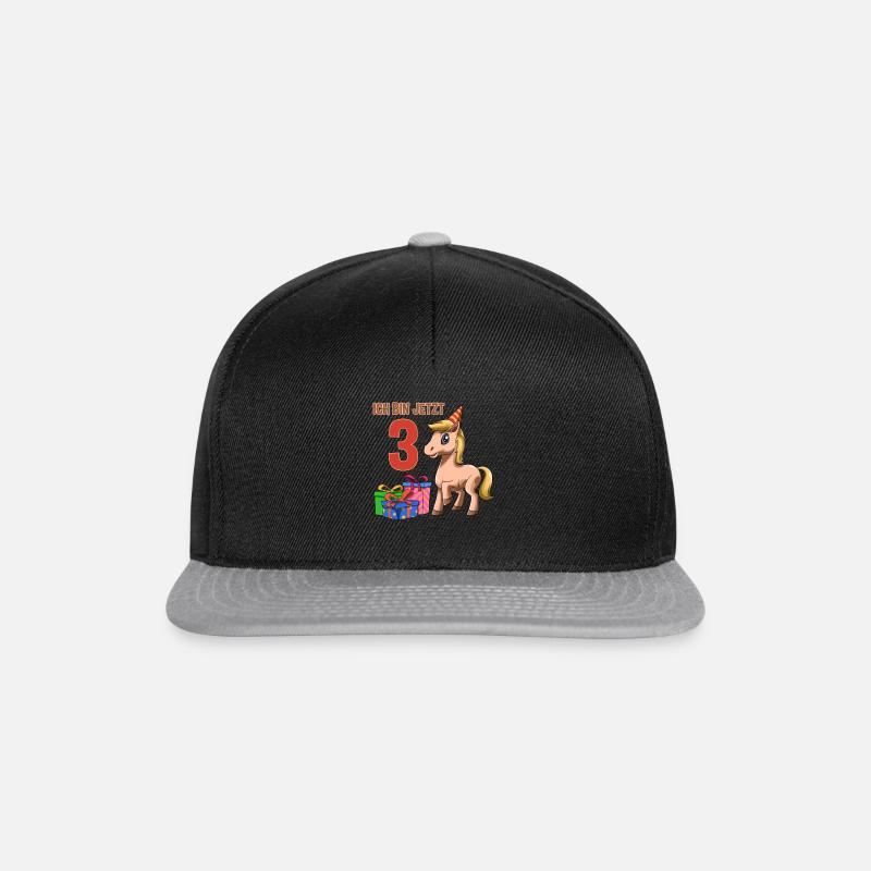 Süße Kinder & Pferde 3. Geburtstagsfeier - Snapback Cap - Schwarz/Grau
