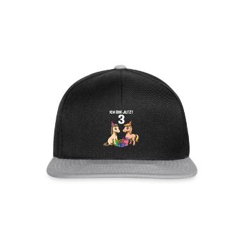Horse birthday - 3 children's birthday - Snapback Cap - black/grey - Front