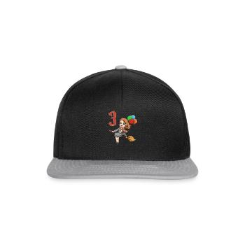 Hexen und Zauberin - 3 Jahre Kindergeburtstag - Snapback Cap - Schwarz/Grau - Vorne