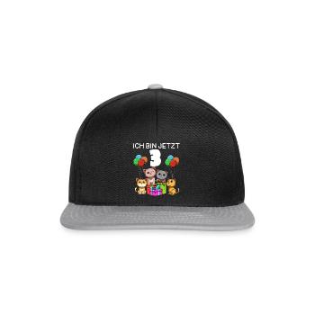 Lustige Katzen Party - 3. Kindergeburtstag - Snapback Cap - Schwarz/Grau - Vorne