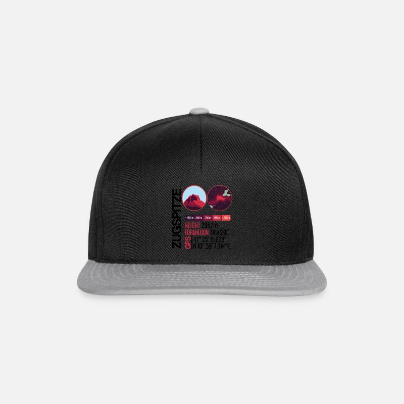 Zugspitze Beidseitiger Druck Bergsteigen & Wandern - Snapback Cap - Schwarz/Grau