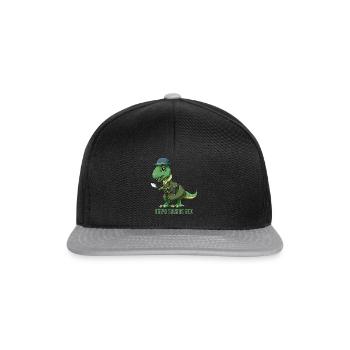 T-Rex Detektiv - Dinosaurier Kriminalpolizei - Snapback Cap - Schwarz/Grau - Vorne