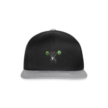 Fitness French Bulldog - Frenchie with barbell - Snapback Cap - black/grey - Front