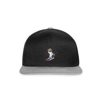 Licorne à ski - licorne de ski drôle - Casquette snapback - noir/gris - Devant