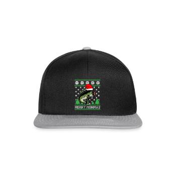 Cadeau de pêcheur joyeux Fishmas pour Noël - Casquette snapback - noir/gris - Devant