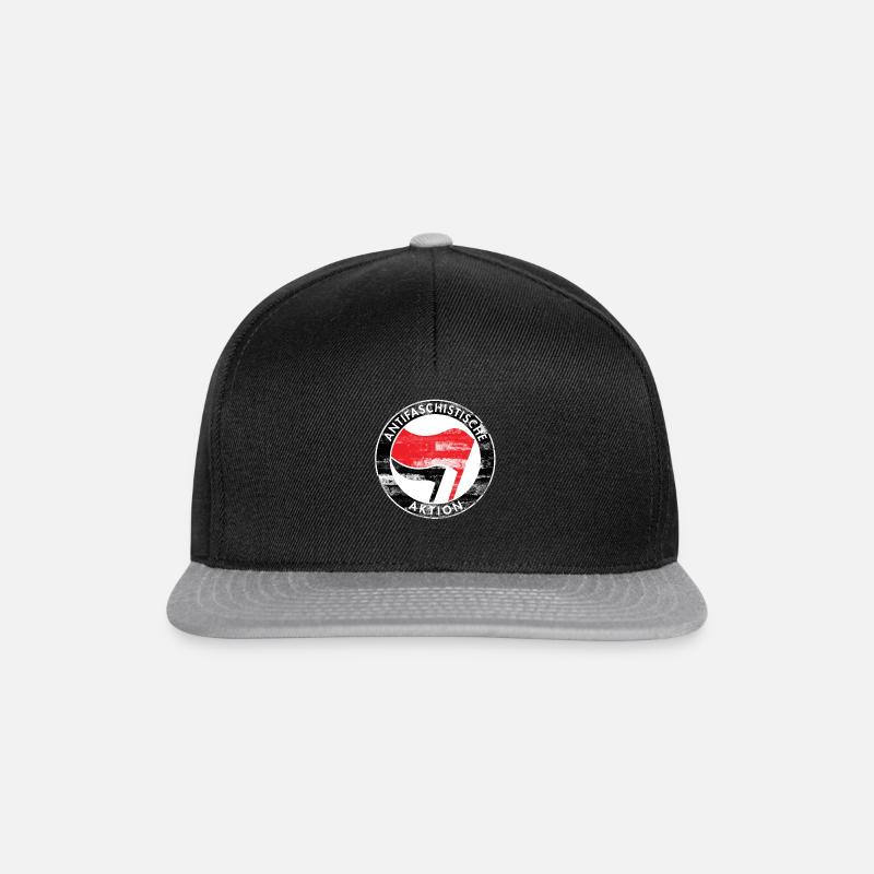 Antifa Logo, Against Right, Demo, Protest, Punk - Snapback Cap - black/grey