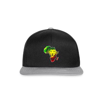 Roar Afrika Karte Lion Face Reggae Rasta Geschenk - Snapback Cap - Schwarz/Grau - Vorne