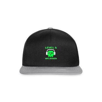 Level 8 Unlocked 8th Birthday Boy Gamer Gambler - Snapback Cap - black/grey - Front