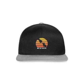 Meilleur chat papa jamais chat papa cadeau chat rétro - Casquette snapback - noir/gris - Devant