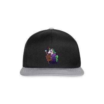 Einhorn Magier Totenbeschwörer Hexenmeister Comic - Snapback Cap - Schwarz/Grau - Vorne