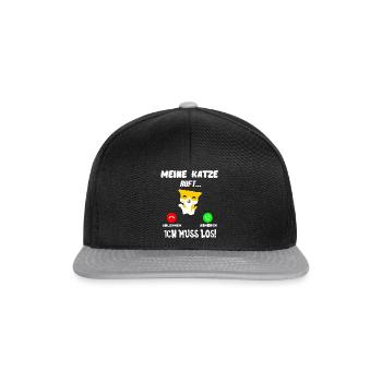 Katze Katzen Faul Katzenshirt Katzen Geschenkidee - Snapback Cap - Schwarz/Grau - Vorne