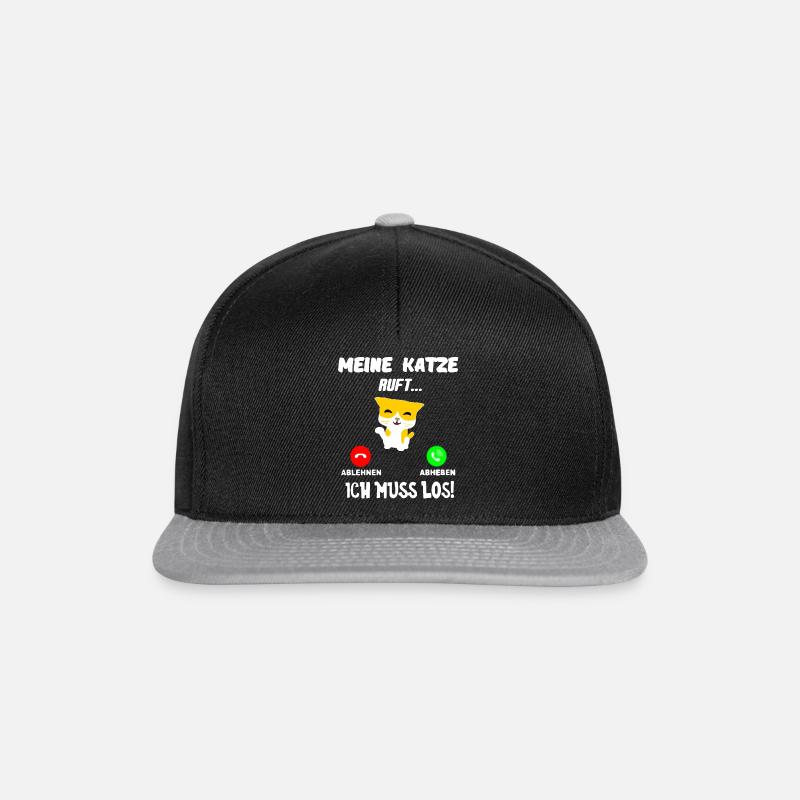 Katze Katzen Faul Katzenshirt Katzen Geschenkidee - Snapback Cap - Schwarz/Grau