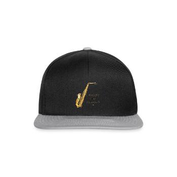 Saxophone Abbildung mit Inschrift - Snapback Cap - Schwarz/Grau - Vorne