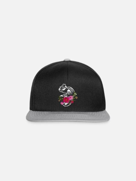 Chipmunk mit Blumen - Snapback Cap - Schwarz/Grau
