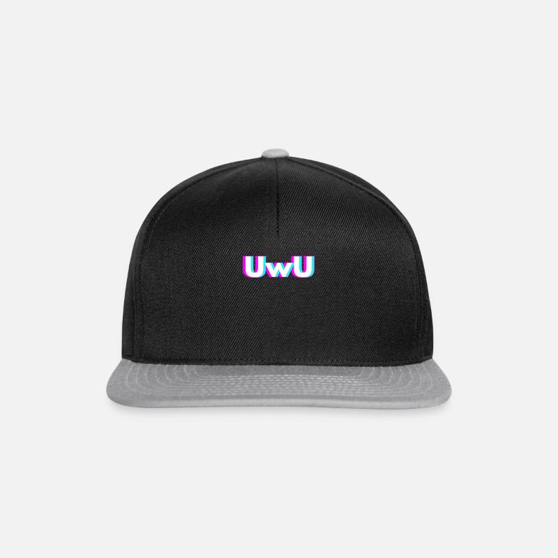 UwU Kawaii- Anaglyph Anime Meme - Snapback Cap - Schwarz/Grau