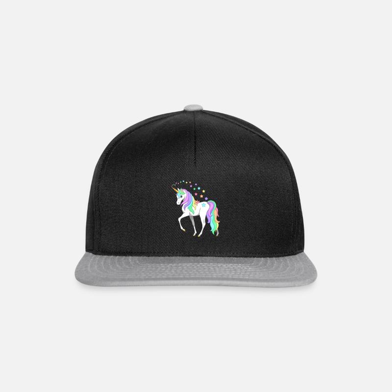 Unicorn / Einhorn im Sternenzauber - Snapback Cap - Schwarz/Grau