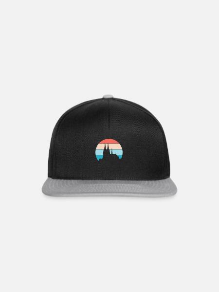 Vintage Retro Kölner Dom Skyline Silouhette Stadtl - Snapback Cap - Schwarz/Grau
