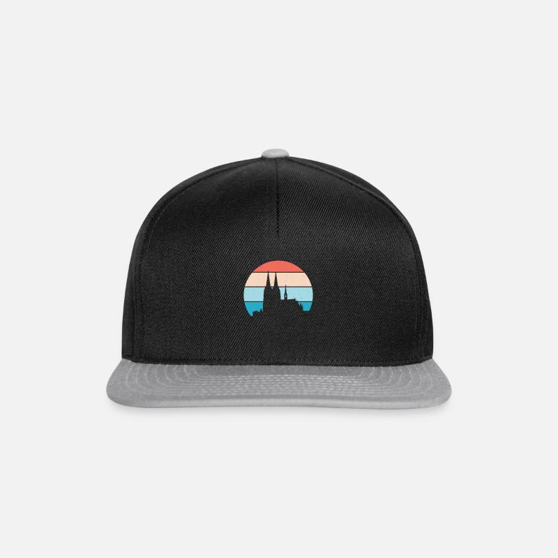 Vintage Retro Kölner Dom Skyline Silouhette Stadtl - Snapback Cap - Schwarz/Grau