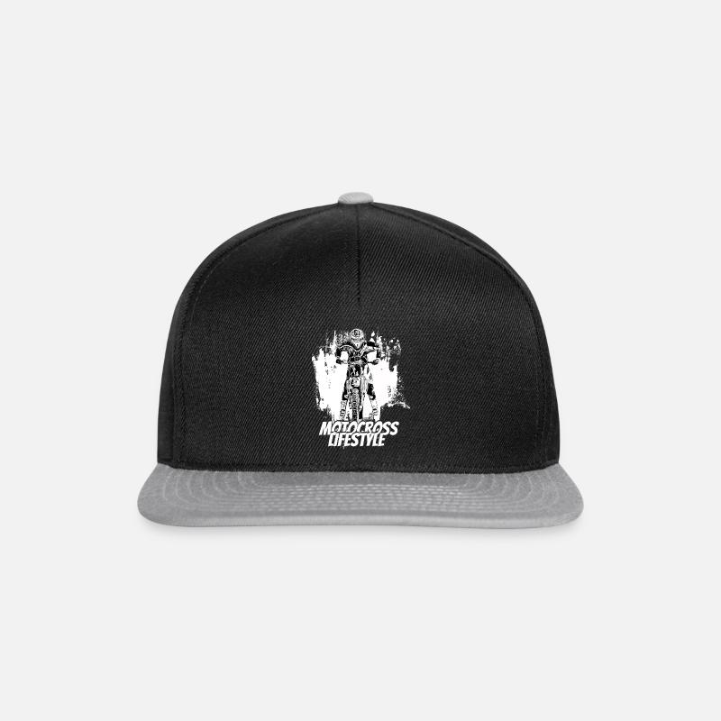 Motocross Design Enduro / Geschenkidee - Snapback Cap - Schwarz/Grau
