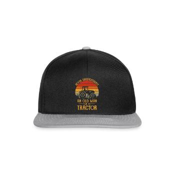 Tractor grandpa grandfather saying gift - Snapback Cap - black/grey - Front