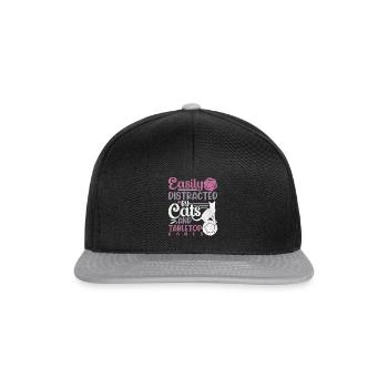 Tabletop Games Cats Kitten RPG Roleplay Role - Snapback Cap - Schwarz/Grau - Vorne
