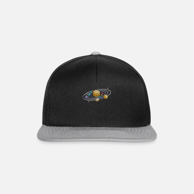 D20 Dice Planets Retro Solar System Vintage RPG - Snapback Cap - Schwarz/Grau