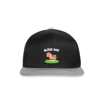 DOOFE KUH - LUSTIGES FUN DESIGN MIT DOOFER KUH - Snapback Cap - Schwarz/Grau - Vorne