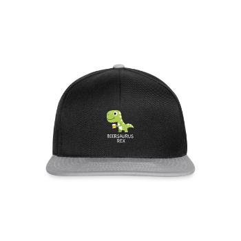 Biersaurus Rex - Bier Dino Dinosaurier Geschenk - Snapback Cap - Schwarz/Grau - Vorne