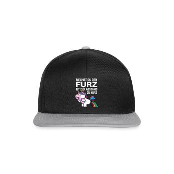Einhorn Furz furzen Meme pupsen Einhorn Spaß Gag - Snapback Cap - Schwarz/Grau - Vorne