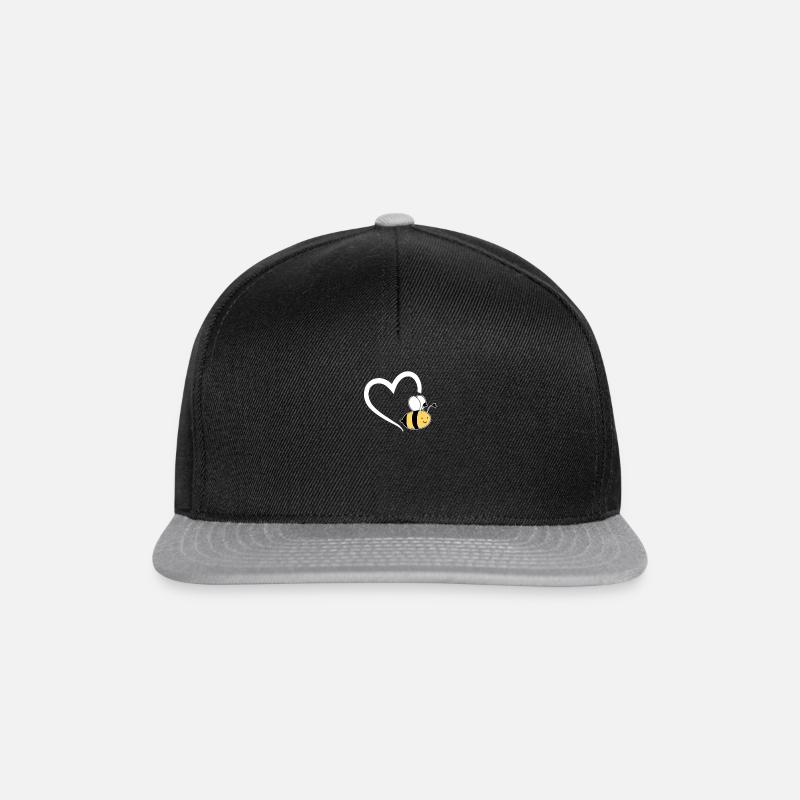 Bienen Herz Honigbiene Imker Geschenk - Snapback Cap - Schwarz/Grau