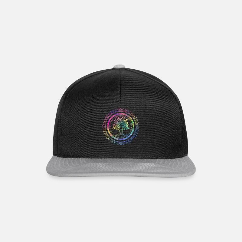 Yoga Lebensbaum Mandala Esoterik Geschenk - Snapback Cap - Schwarz/Grau