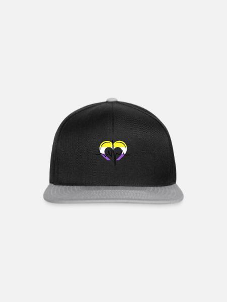 nonbinary Heartbeat - Snapback Cap - Schwarz/Grau