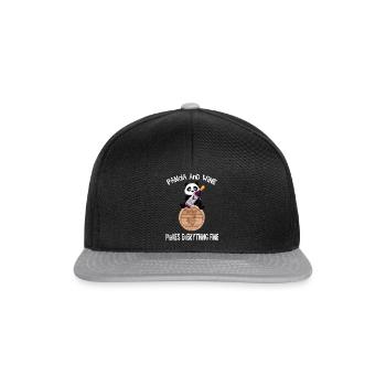 Panda and wine makes everything fine red wine - Snapback Cap - black/grey - Front