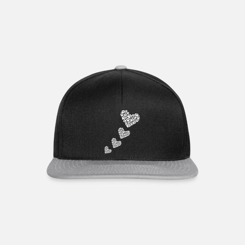 Hundepfoten Herz - Snapback Cap - Schwarz/Grau
