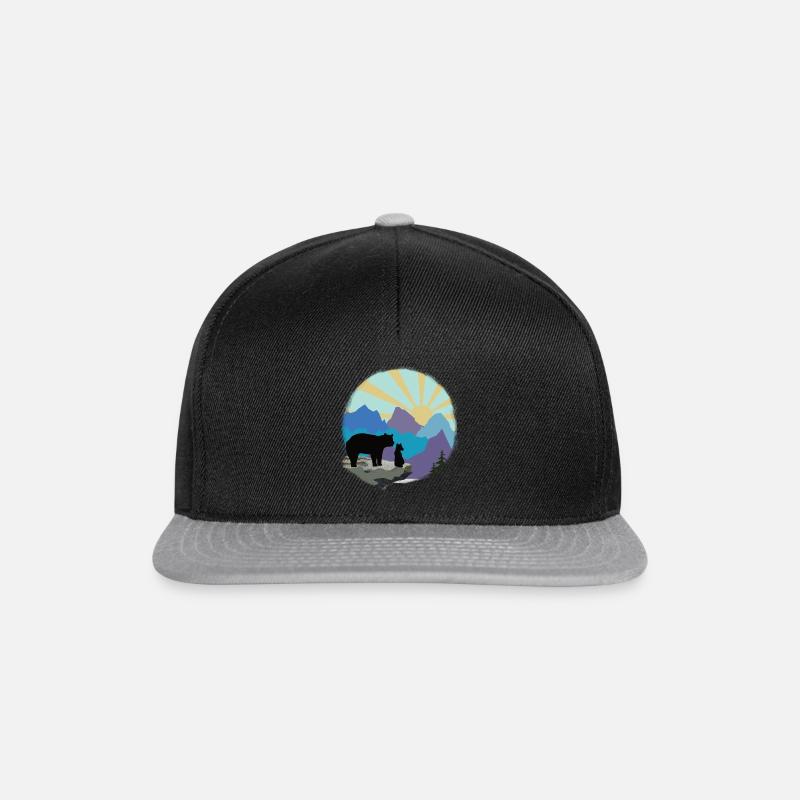 Bären Papa mit Sohn - Snapback Cap - Schwarz/Grau