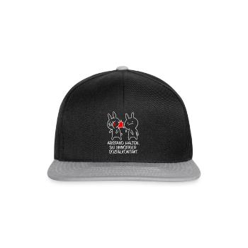 Abstand halten Du Unnötiger Sozialkontakt - Hasen - Snapback Cap - Schwarz/Grau - Vorne