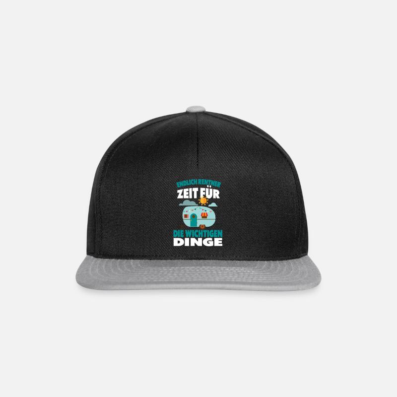 Endlich Rentner Camping Rentner - Snapback Cap - Schwarz/Grau